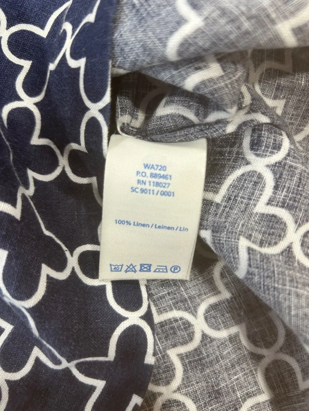 Boden 100% Linen Sleeveless Button Back Top Navy White Print US 6 UK 10 coastal - Picture 7 of 13